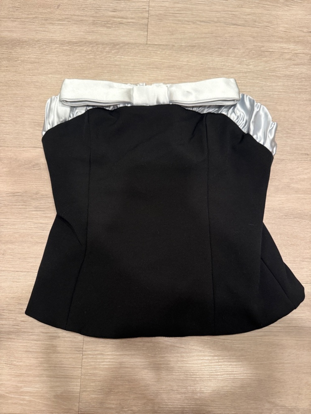 Zara Black Strapless Top with Silver Accent